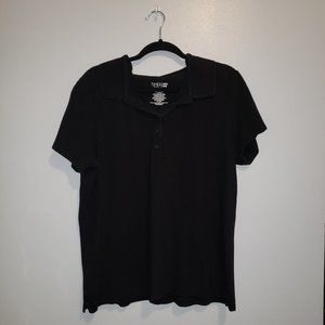 Time & Tru solid plain black polo top